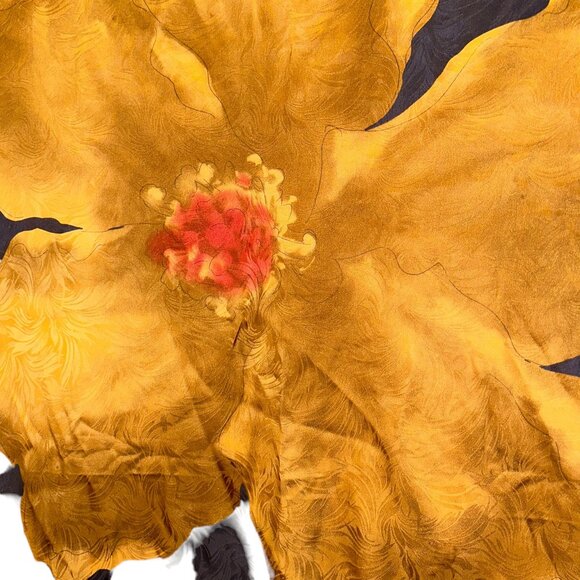 Fattorseta ITALY 100% SILK neutrals HIBISCUS golden brown black scarf ha… - Picture 4 of 6